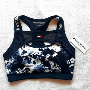 TOMMY HILFIGER NWT  NAVY PRINTED RACERBACK SPORTS BRA